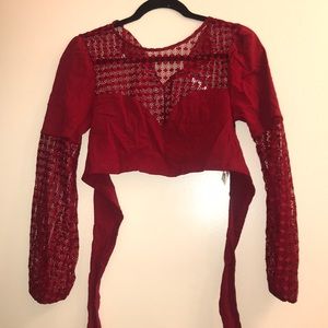 Never worn Free People red crop top